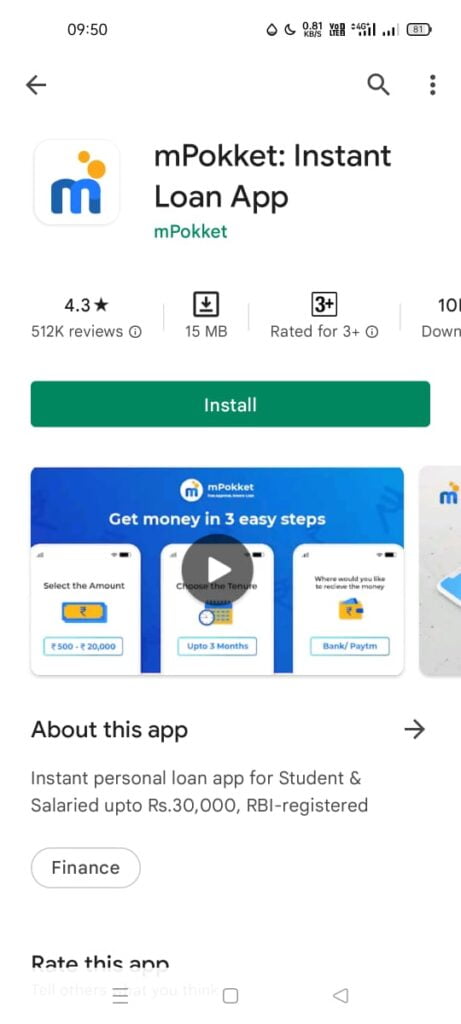 mPokket Loan App